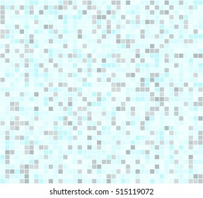 Geometric seamless pattern. Mosaic modern background. Illustration. Vector. Squares. Blue, grey. Winter mood