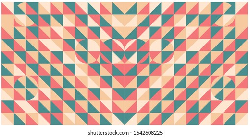 Geometric seamless pattern with multicolor stripes and teals. Trendy abstract background.