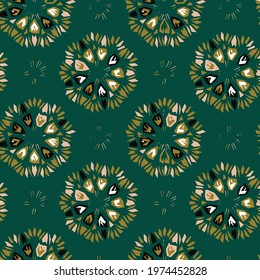 Geometric seamless pattern with multicolor stripes and teals. Trendy abstract background.