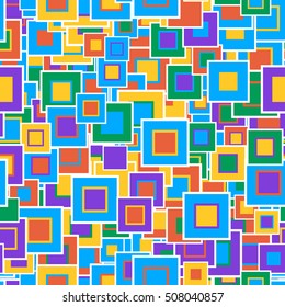 Geometric seamless pattern. The multicolored squares of different sizes, are located in a chaotic manner. Useful as design element for texture and artistic compositions.