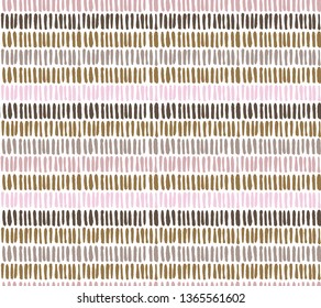 Geometric seamless pattern with multicolored vertical stripes. Vector background made of hatching. Weaving design. Good for textile and fabric.