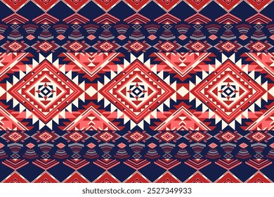 Padrão geométrico sem emenda. Tribal navajo, decoração étnica do sudoeste, ornamento ameríndio. Design para tecido, papel de parede, embalagem, Batik, Tapete e roupas. Ilustração vetorial.