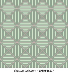 Geometric seamless pattern. Olive green background with pale pink elements for wallpapers, textile and fabrics