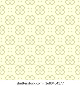 Geometric seamless pattern. Olive green background with circles. Vector illustration