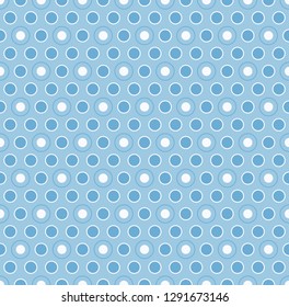 Geometric seamless pattern on a blue background. Consists of colored circles. Polka dot. Useful as design element for texture and artistic compositions.