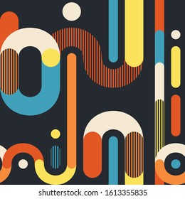 Geometric seamless pattern on dark background. Composition 1
