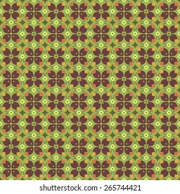 Geometric seamless pattern on green background. Abstract floral pattern in vector