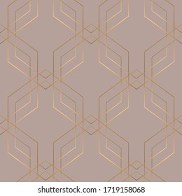 Geometric seamless pattern on pink background. Art deco style. Vector illustration. 