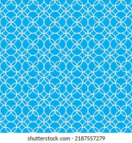 Patrón geométrico sin soldadura sobre un fondo azul cielo. Ilustración vectorial simétrica moderna y simple. Elementos de círculo para textil, tela, pared, baldosas y papel envolvente, Patrón de superficie. EPS10