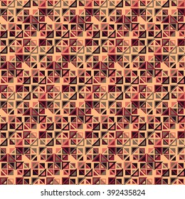 Geometric seamless pattern on yellow background. The elements have triangular shape and different color.