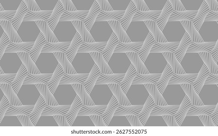 Geometric seamless pattern with optical illusion effect 3D weave. Pattern of regular hexagons