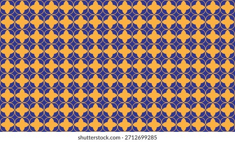 Geometrisches nahtloses Muster mit orangefarbenen Viertelfolienformen auf blauem Hintergrund