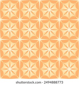 Geometric seamless pattern of orange square tiles. Traditional decorative ornate azulejos. Abstract vintage background. Vector illustration.