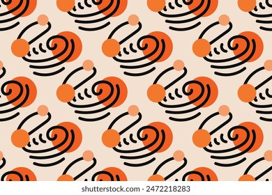 Geometric seamless pattern with orange and white color Simple vector graphics.