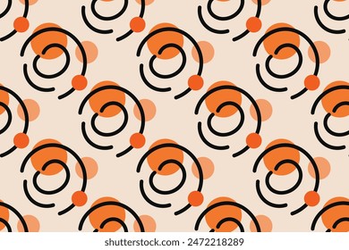 Geometric seamless pattern with orange and white color Simple vector graphics.