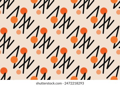 Geometric seamless pattern with orange and white color Simple vector graphics.