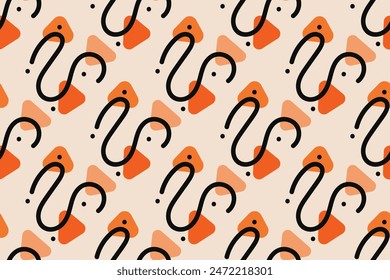 Geometric seamless pattern with orange and white color Simple vector graphics.