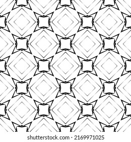 Geometric seamless pattern, ornament, abstrac black and white background, fashion print, vector decorative texture.