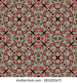 Geometric seamless pattern, ornament, abstract colorful background, fashion print with small shapes, vector texture for textile, fabric, wallpaper, wrapping paper.