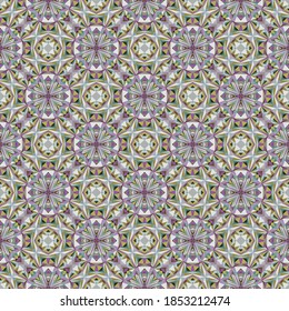 Geometrisches nahtloses Muster, Ornament, abstrakter bunter Hintergrund, Modedruck, Vektorgrafik für Textilien, Gewebe, Tapeten, Packpapier.