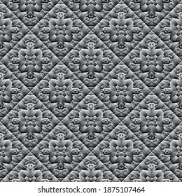 Geometric seamless pattern, ornament, abstract gradient black and white background, fashion print, vector texture for textile, fabric, wallpaper, decoration.