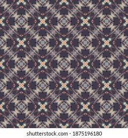 Geometric seamless pattern, ornament, abstract colorful background, fashion print, vector texture for textile, fabric, decoration.