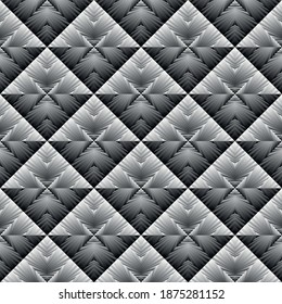 Geometrisches nahtloses Muster, Ornament, abstrakter Farbverlauf-schwarz-weißer Hintergrund, Modedruck, Vektorstruktur für Textilien, Stoff, Tapeten, Dekoration.