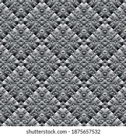 Geometric seamless pattern, ornament, abstract black and white gradient background, fashion print, vector texture for wallpaper, textile, fabric, decoration.