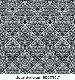 Geometrisches nahtloses Muster, Ornament, abstrakter Hintergrund mit schwarz-weißem Farbverlauf, Modedruck, Vektorstruktur für Tapeten, Textilien, Stoff, Dekoration.