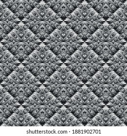 Geometric seamless pattern, ornament, abstract black and white metallic effect background, fashion print, vector texture for wallpaper, textile, fabric, decoration.