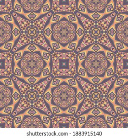 Geometric seamless pattern, ornament, abstract colorful background, fashion print, vector texture for textile, fabric, wallpaper, decoration.
