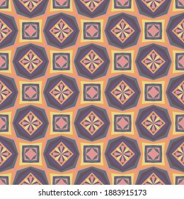 Geometric seamless pattern, ornament, abstract colorful background, fashion print, vector texture for textile, fabric, wallpaper, decoration.