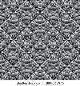 Patrón geométrico sin soldadura, ornamento, fondo abstracto en blanco y negro, impresión de moda, textura vectorial para papel pintado, textil, tela, decoración.