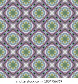 Geometrisches nahtloses Muster, Ornament, abstrakter bunter Hintergrund, Modedruck, Vektorstruktur für Textilien, Stoff, Dekoration.