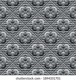 Geometric seamless pattern, ornament, abstract black and white background, fashion print, vector texture for wallpaper, textile, decoration.