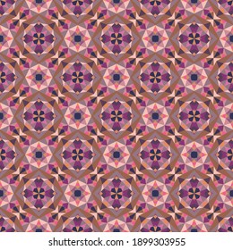 Geometric seamless pattern, ornament, abstract colorful background, fashion print, vector texture for textile, fabric, wallpaper, decoration.