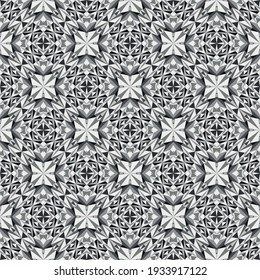 Geometric seamless pattern, ornament, abstract black and white background, fashion print, vector decorative texture.