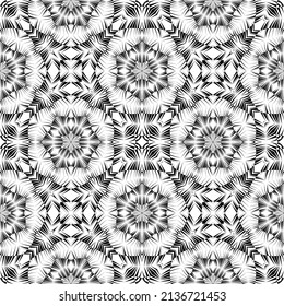 Patrón geométrico sin soldadura, ornamento, fondo abstracto en blanco y negro, impresión de moda, textura decorativa vectorial.