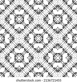 Geometric seamless pattern, ornament, abstract black and white background, fashion print, vector decorative texture.