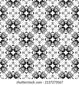 Geometric seamless pattern, ornament, abstract black and white background, fashion print, vector decorative texture.