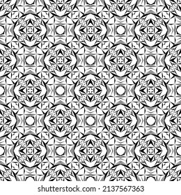 Geometric seamless pattern, ornament, abstract black and white background, fashion print, vector decorative texture.