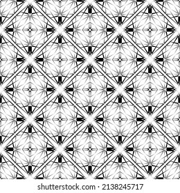 Geometric seamless pattern, ornament, abstract black and white background, fashion print, vector decorative texture.