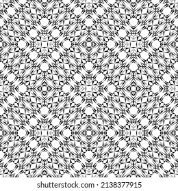 Geometrisches nahtloses Muster, Ornament, abstrakter schwarz-weißer Hintergrund, Modedruck, Vektordekoration.