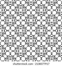 Geometric seamless pattern, ornament, abstract black and white background, fashion print, vector decorative texture.