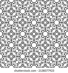 Geometric seamless pattern, ornament, abstract black and white background, fashion print, vector decorative texture.