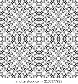 Geometric seamless pattern, ornament, abstract black and white background, fashion print, vector decorative texture.