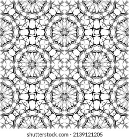 Geometric seamless pattern, ornament, abstract black and white background, fashion print, vector decorative texture.