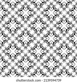 Geometric seamless pattern, ornament, abstract black and white background, fashion print, vector decorative texture.