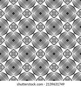 Geometric seamless pattern, ornament, abstract black and white background, fashion print, vector decorative texture.