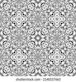 Geometric seamless pattern, ornament, abstract black and white background, fashion print, vector decorative texture.